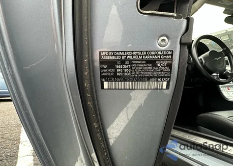 2008 Chrysler Crossfire Limited from USA, damaged, VIN 1C3LN69L18X075148